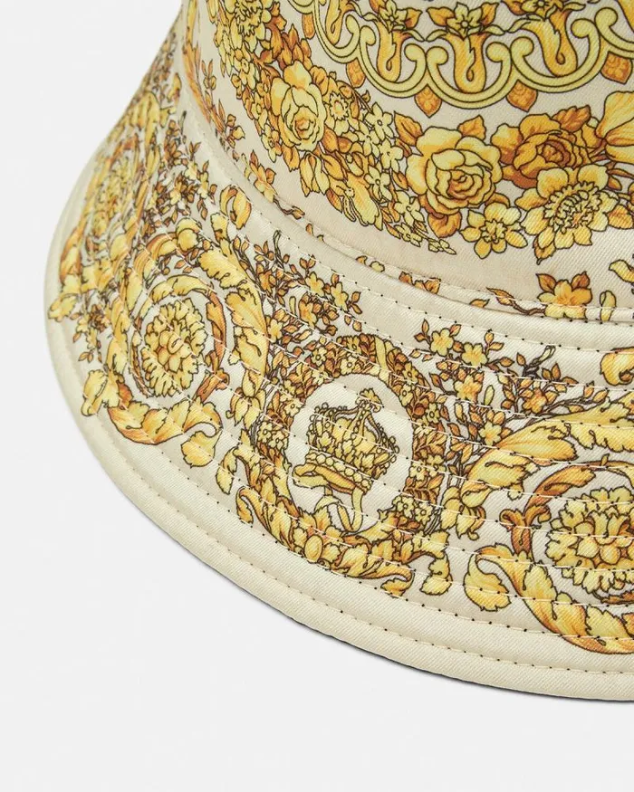 Barocco Reversible Bucket Hat Yellowprint WomenMen Versace Hats and Caps
