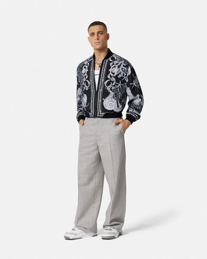 Barocco Sea Reversible Jacket Blackprint Men Versace Jackets and Coats