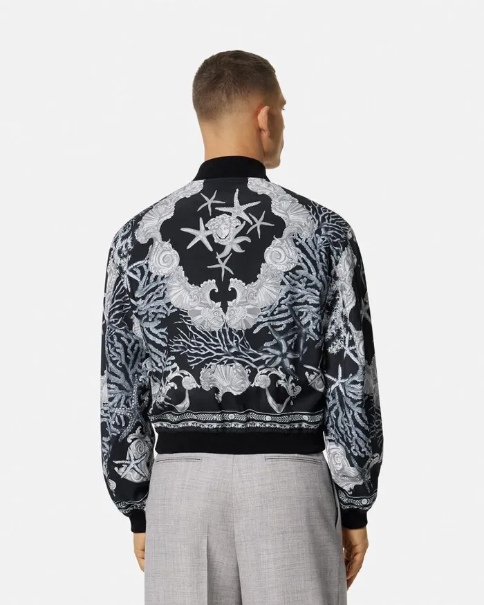 Barocco Sea Reversible Jacket Blackprint Men Versace Jackets and Coats