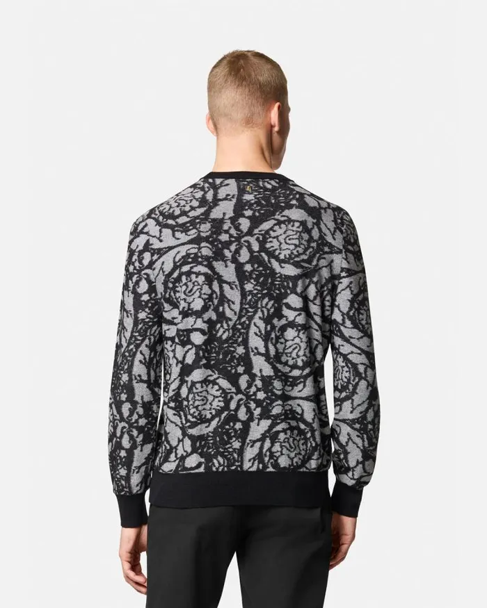 Barocco Silhouette Vanis Sweater Blacksilver Men Versace Knitwear