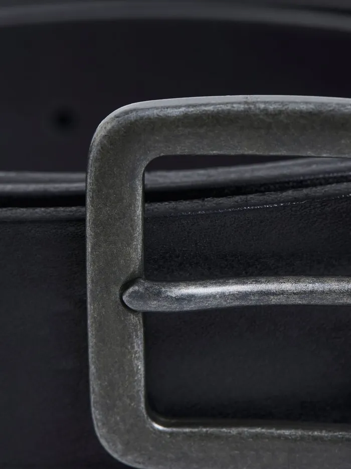 Belts JACK and JONES Mens LEATHER BELT Black Black On Sale