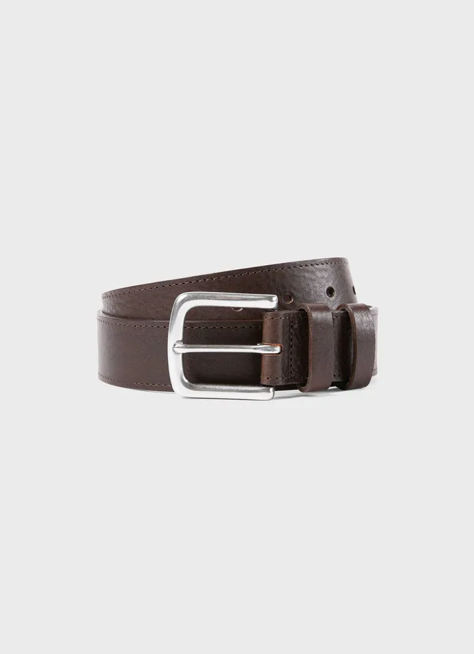 Belts Men Grained Leather Belt Brown ussunspel