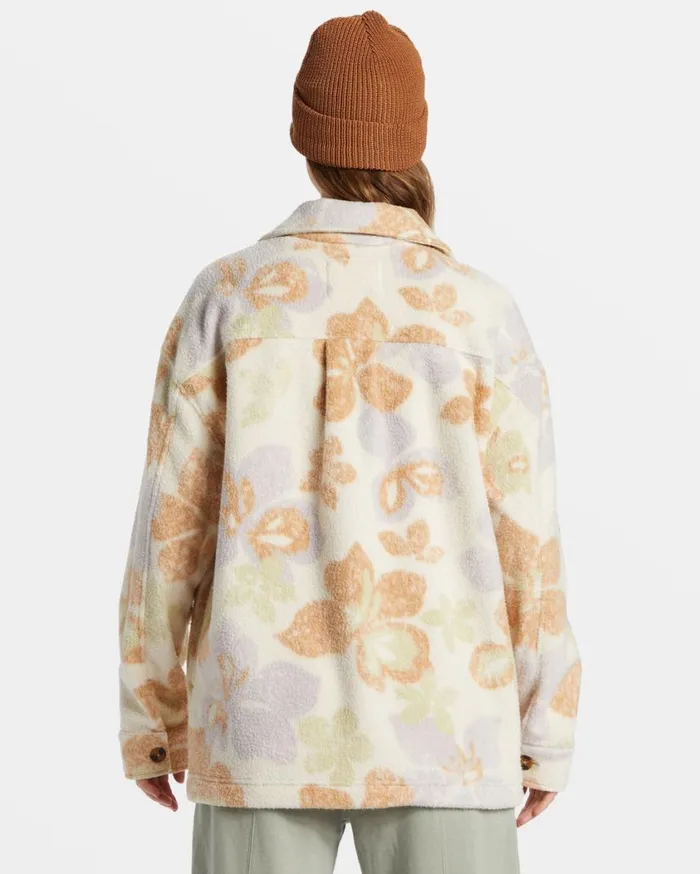 Billabong Happy Camper Shacket Button Sweater Summer Rain Womens Jackets