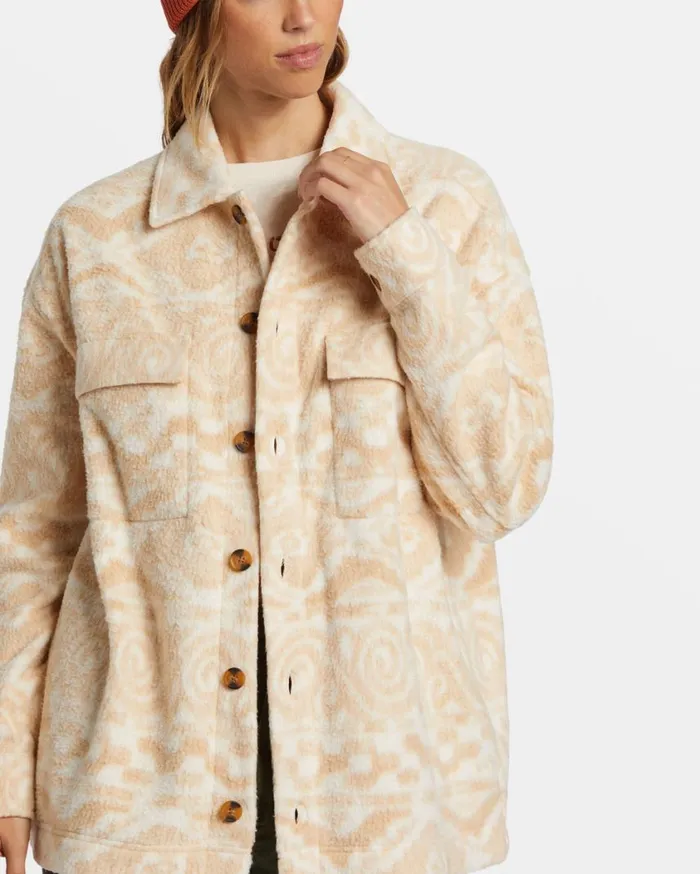 Billabong Happy Camper Shacket Button Sweater Wet Sand Womens Jackets Billabong Happy Camper Shacket Button Sweater Wet Sand Womens Jackets