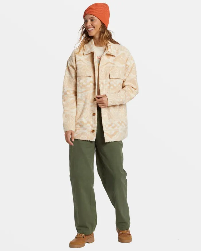 Billabong Happy Camper Shacket Button Sweater Wet Sand Womens Jackets Billabong Happy Camper Shacket Button Sweater Wet Sand Womens Jackets
