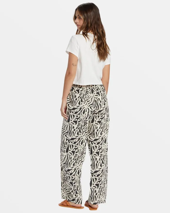 Billabong La Cala Printed Flared Pants Black Sands Womens Jeans and Pants Billabong La Cala Printed Flared Pants Black Sands Womens Jeans and Pants
