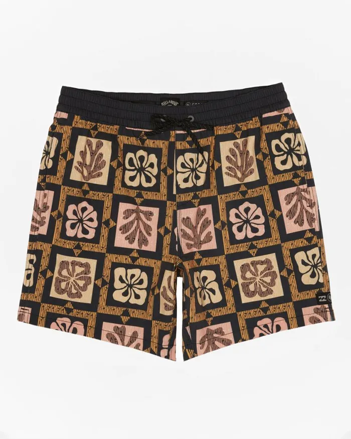 Billabong Tiki Reef Layback 17034 Elastic Waist Shorts Sunset Mens Layback Boardshorts Billabong Tiki Reef Layback 17034 Elastic Waist Shorts Sunset Mens Layback Boardshorts