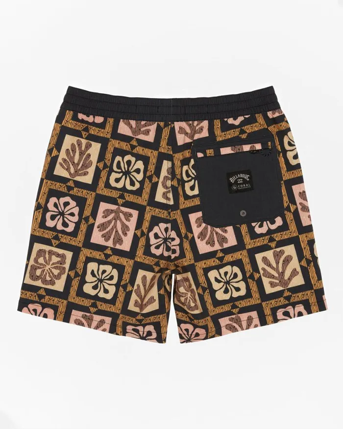 Billabong Tiki Reef Layback 17034 Elastic Waist Shorts Sunset Mens Layback Boardshorts Billabong Tiki Reef Layback 17034 Elastic Waist Shorts Sunset Mens Layback Boardshorts