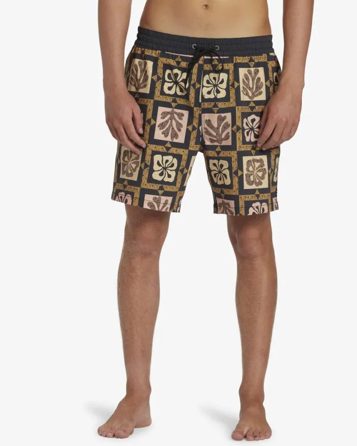Billabong Tiki Reef Layback 17034 Elastic Waist Shorts Sunset Mens Layback Boardshorts Billabong Tiki Reef Layback 17034 Elastic Waist Shorts Sunset Mens Layback Boardshorts