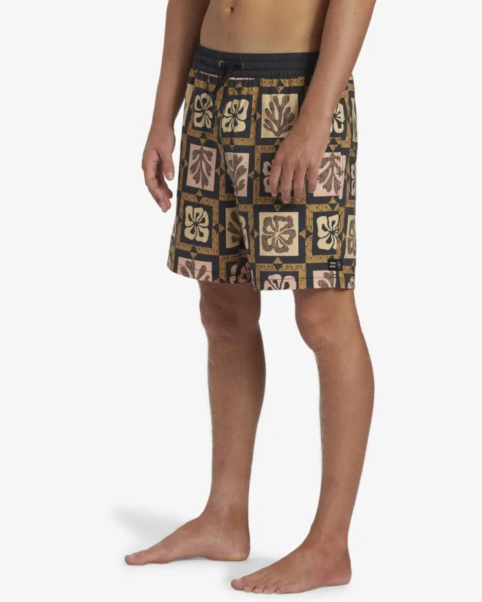 Billabong Tiki Reef Layback 17034 Elastic Waist Shorts Sunset Mens Layback Boardshorts Billabong Tiki Reef Layback 17034 Elastic Waist Shorts Sunset Mens Layback Boardshorts