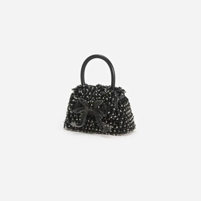 Black Embellished Micro Bow Bag Women Self Portrait Micro Black Embellished Micro Bow Bag Women Self Portrait Micro