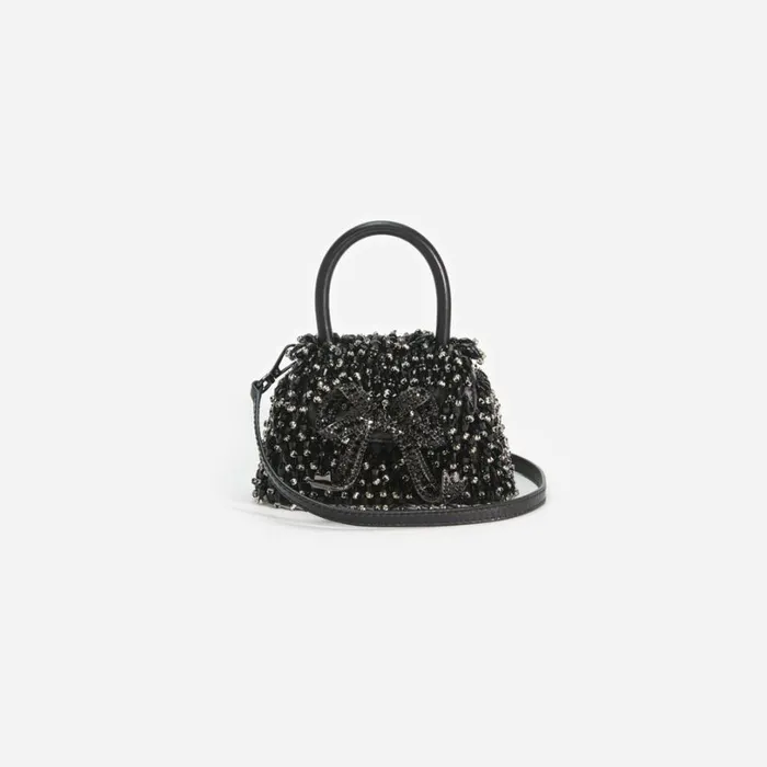 Black Embellished Micro Bow Bag Women Self Portrait Micro Black Embellished Micro Bow Bag Women Self Portrait Micro
