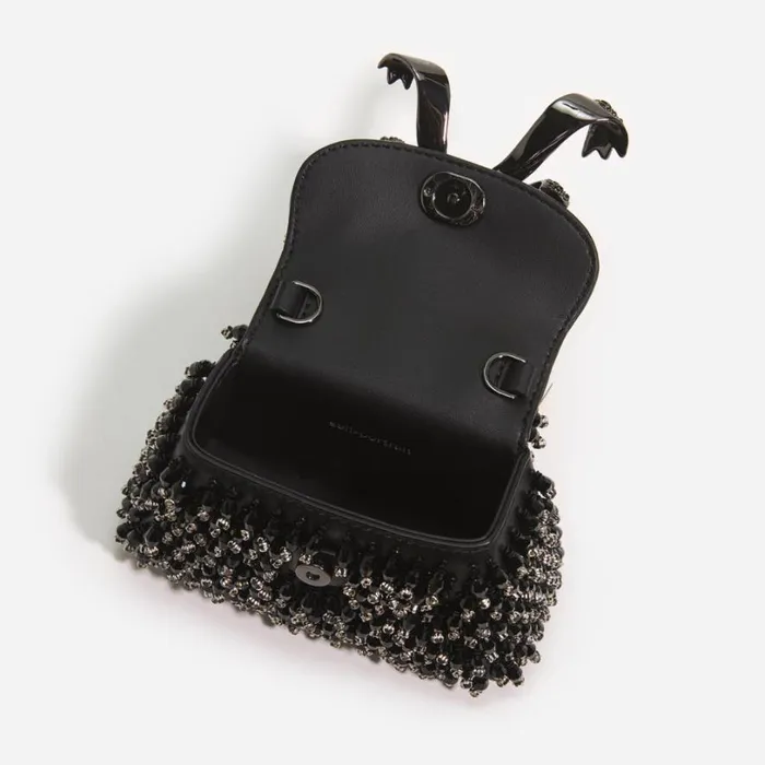 Black Embellished Micro Bow Bag Women Self Portrait Micro Black Embellished Micro Bow Bag Women Self Portrait Micro