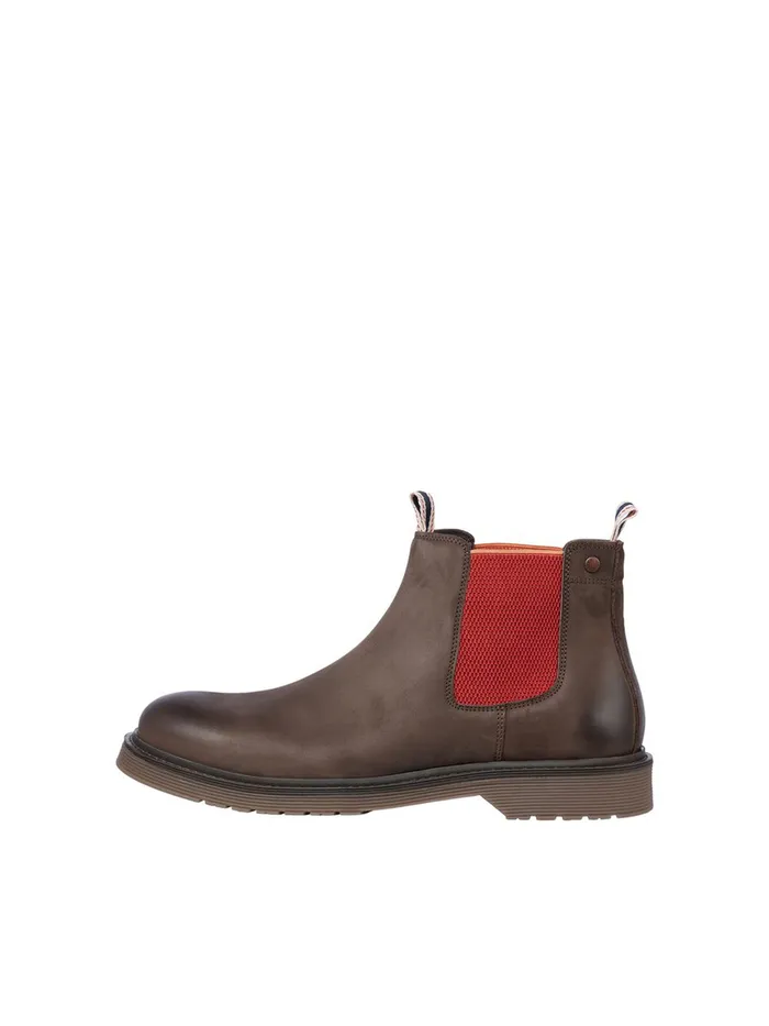Boots JACK and JONES Mens CONTRAST DETAIL CHELSEA BOOTS Brown Brown Stone Gift 4 You