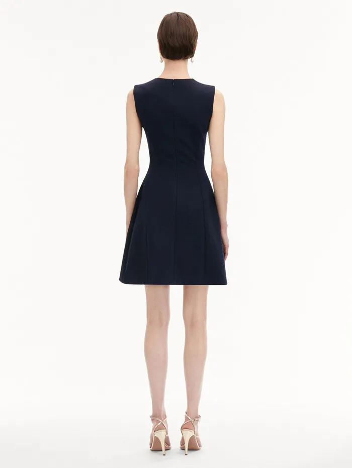 Bow Button Split Skirt Dress Navy Women Oscar De La Renta Dresses Bow Button Split Skirt Dress Navy Women Oscar De La Renta Dresses