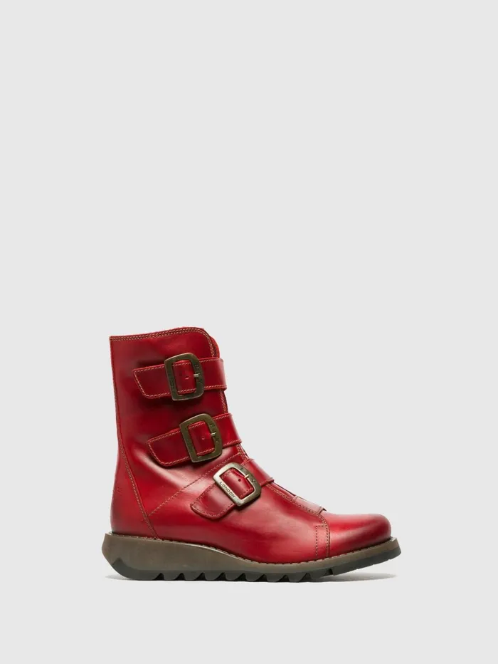 Buckle Ankle Boots SCOP110FLY RED Women Fly London Ankle Boots