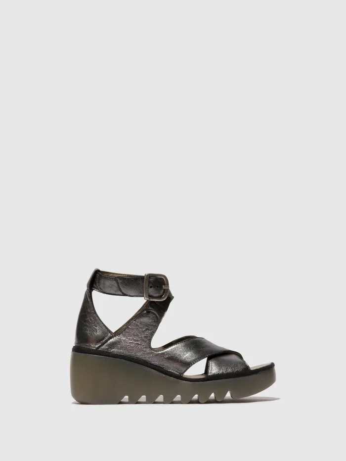 Buckle Sandals BYRE410FLY GRAPHITE Women Fly London Sandals