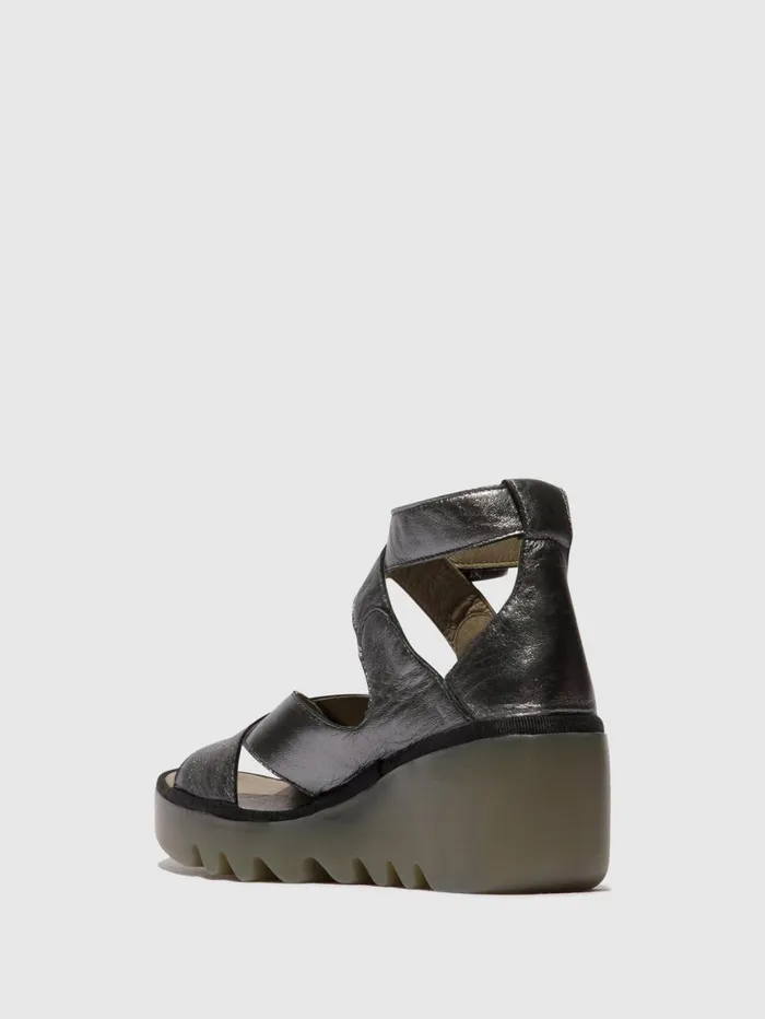 Buckle Sandals BYRE410FLY GRAPHITE Women Fly London Sandals