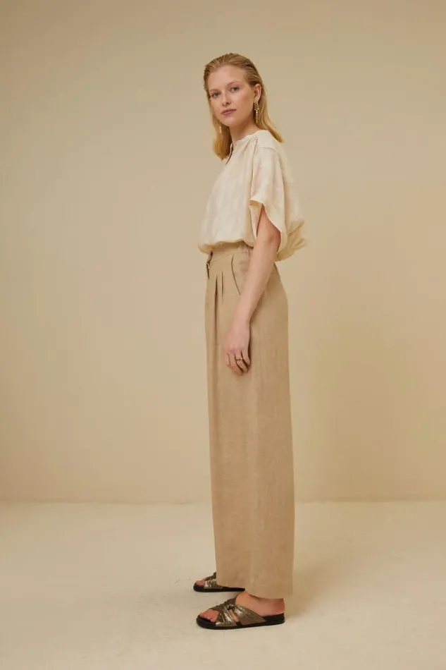 ByBar Broeken Vrouwelijk Eli Linen Pant Latte ByBar Broeken Vrouwelijk Eli Linen Pant Latte