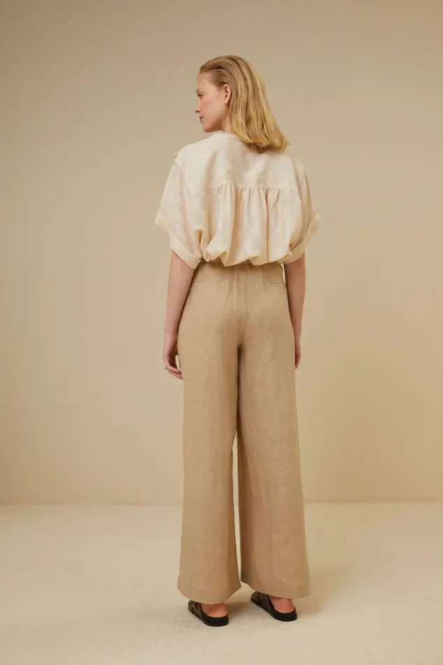 ByBar Broeken Vrouwelijk Eli Linen Pant Latte ByBar Broeken Vrouwelijk Eli Linen Pant Latte