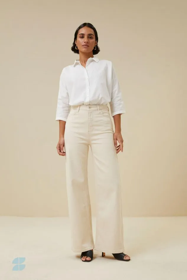 ByBar Broeken Vrouwelijk Lina Pant Raw White