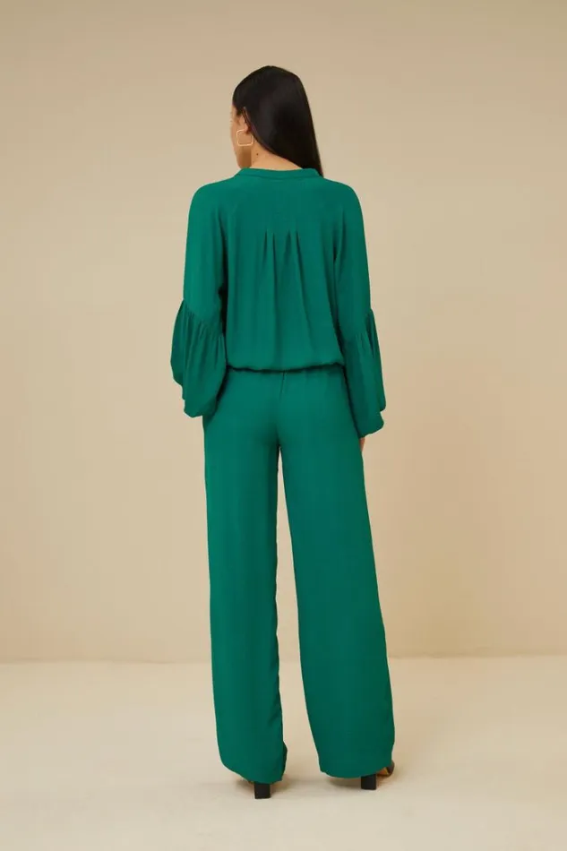 ByBar Broeken Vrouwelijk Robyn Satin Stripe Pant Evergreen