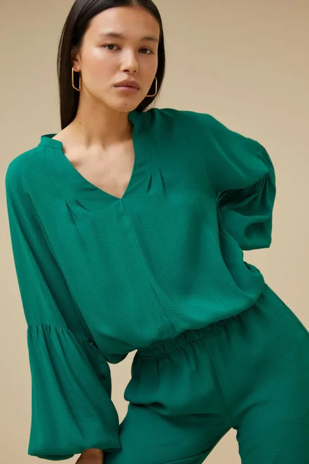 ByBar Broeken Vrouwelijk Robyn Satin Stripe Pant Evergreen