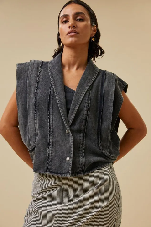 ByBar Gilets and Spencers Vrouwelijk Jane Sleeveless Jacket Jet Black