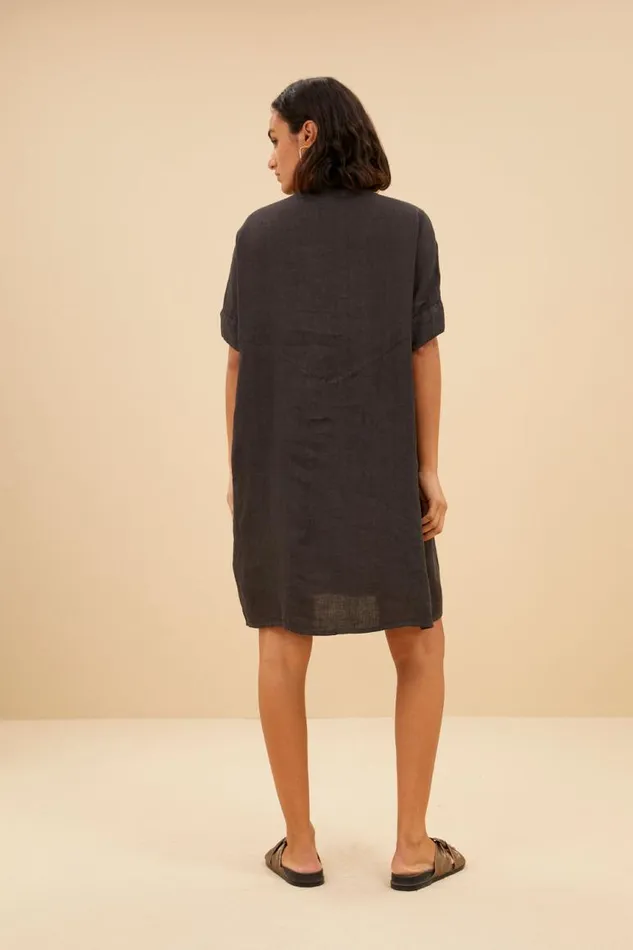 ByBar Jurken Vrouwelijk Tais Linen Dress Jet Black ByBar Jurken Vrouwelijk Tais Linen Dress Jet Black