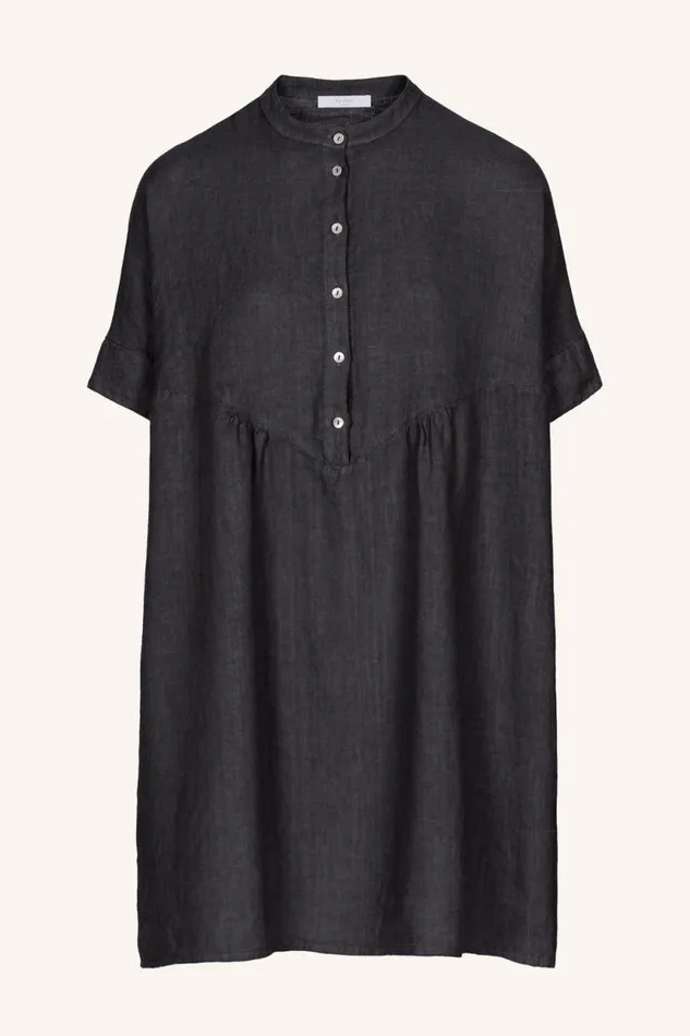 ByBar Jurken Vrouwelijk Tais Linen Dress Jet Black ByBar Jurken Vrouwelijk Tais Linen Dress Jet Black