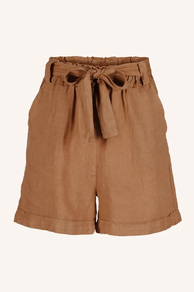 ByBar Shorts Vrouwelijk June Linen Shorts Caramello ByBar Shorts Vrouwelijk June Linen Shorts Caramello