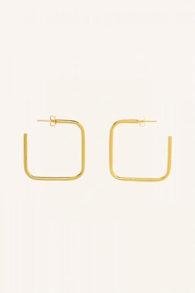ByBar Sieraden Vrouwelijk Pd Squared Earring M Gold ByBar Sieraden Vrouwelijk Pd Squared Earring M Gold