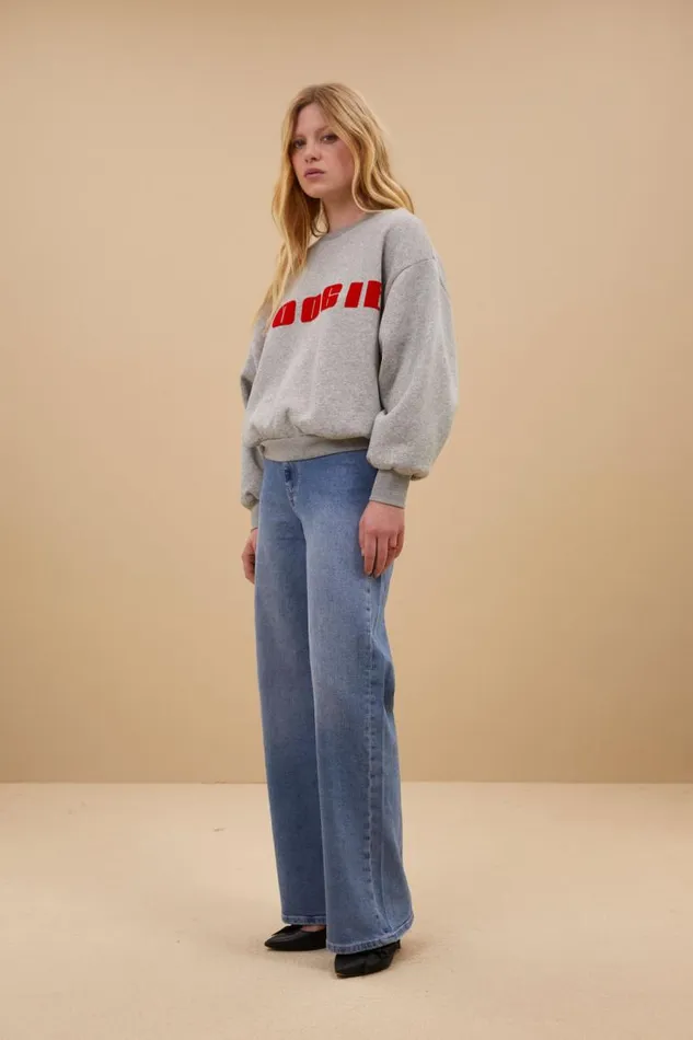 ByBar Sweaters Vrouwelijk Bibi Boogie Sweater Grey Melee ByBar Sweaters Vrouwelijk Bibi Boogie Sweater Grey Melee