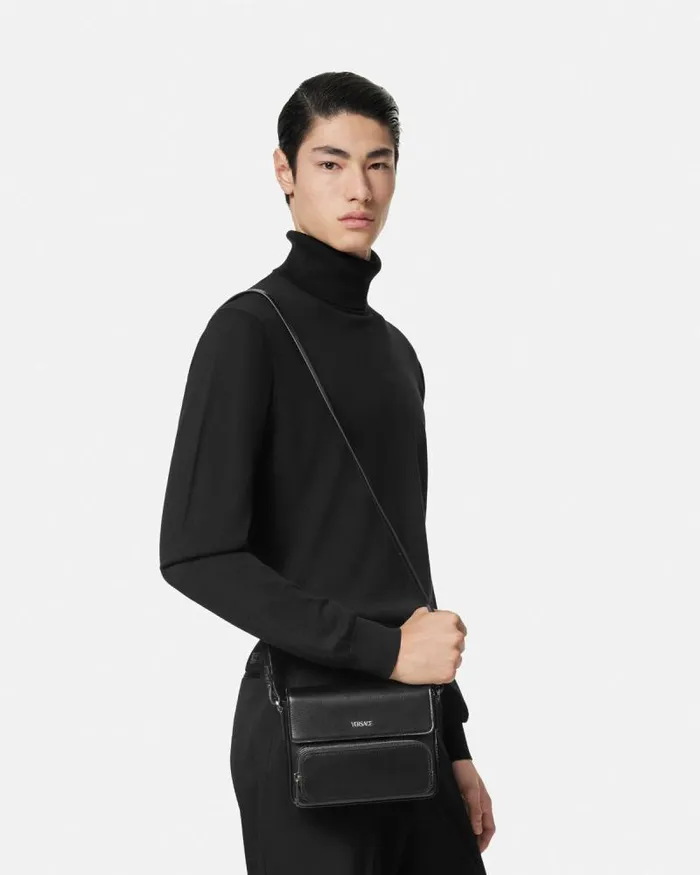 Cargo Messenger Bag Blacksilver Men Versace Crossbody and Messengers