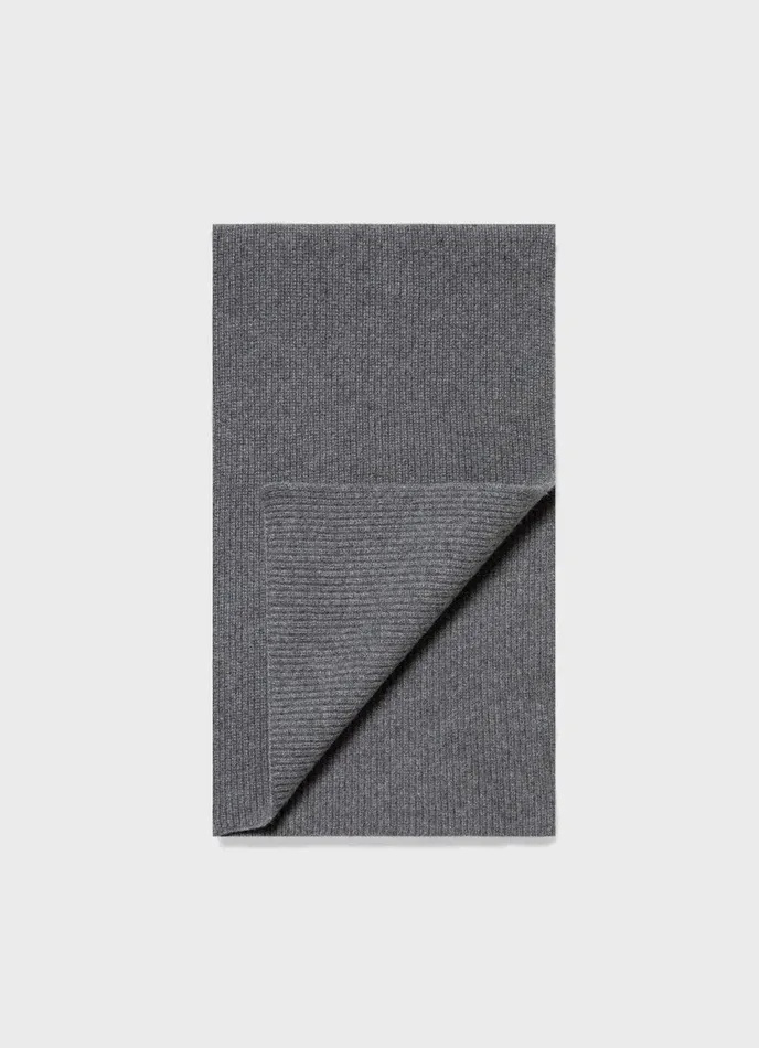 Cashmere Ribbed Scarf Grey Melange MenWomen SUNSPEL Hats Scarves and Gloves