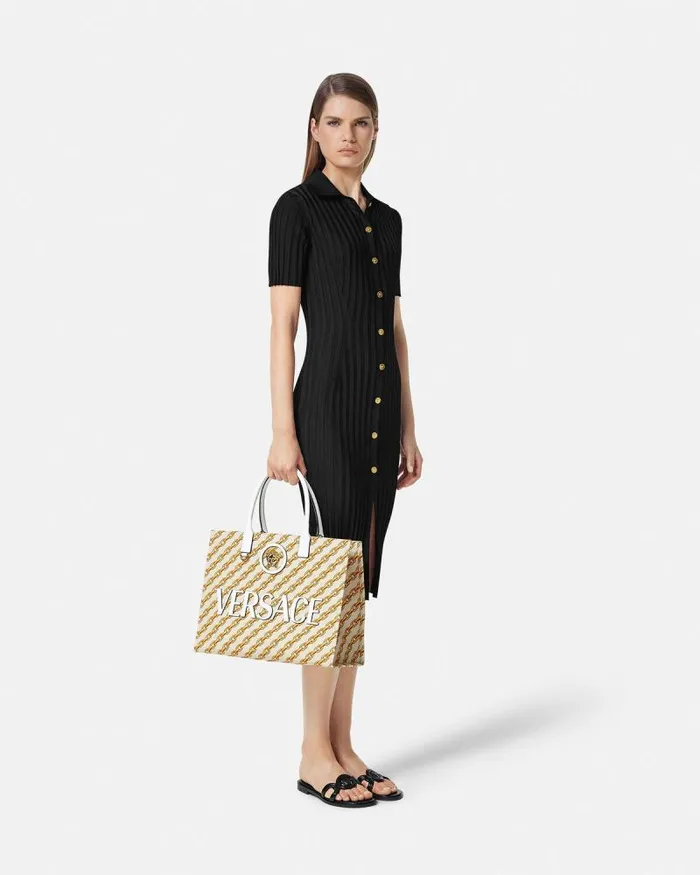 Chain Stripes La Medusa Large Tote Bag Print Women Versace Totes