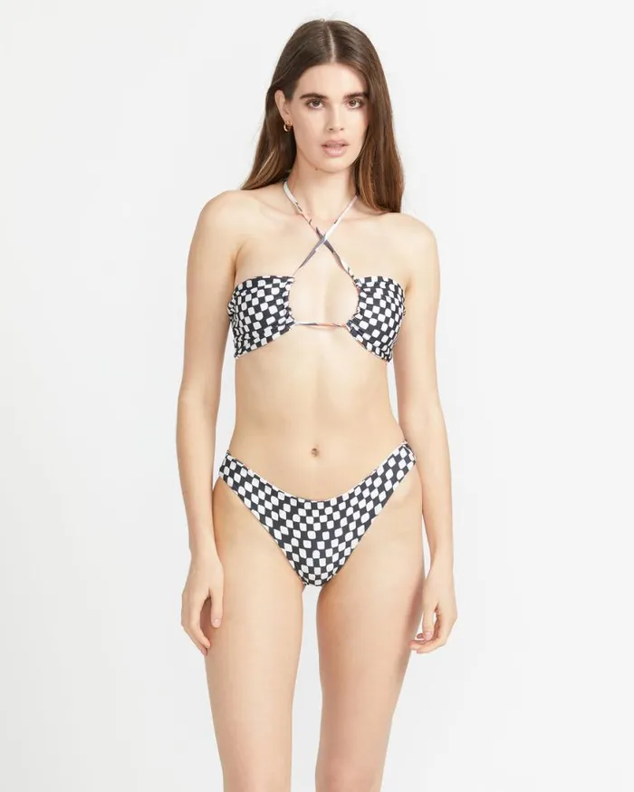Check Mate Bandeau Bikini Top 8211 Electric Coral Womens Volcom Swim