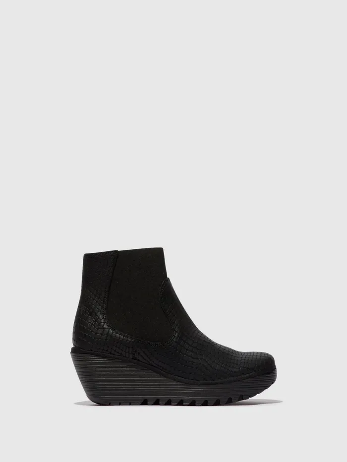Chelsea Ankle Boots YADE398FLY CROCO BLACK Women Fly London Ankle Boots