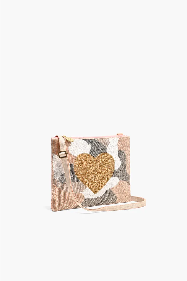Clutches America and Beyond Women Camo Heart Top Zip Clutch