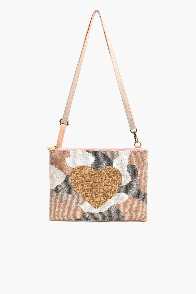 Clutches America and Beyond Women Camo Heart Top Zip Clutch