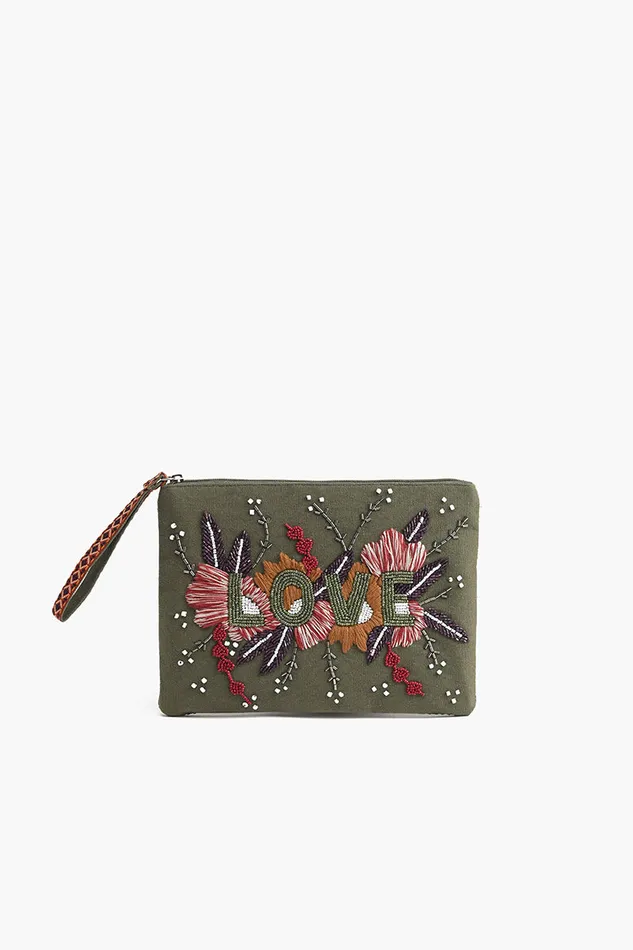 Clutches Love Embellished Wristlet Clutch America and Beyond Women