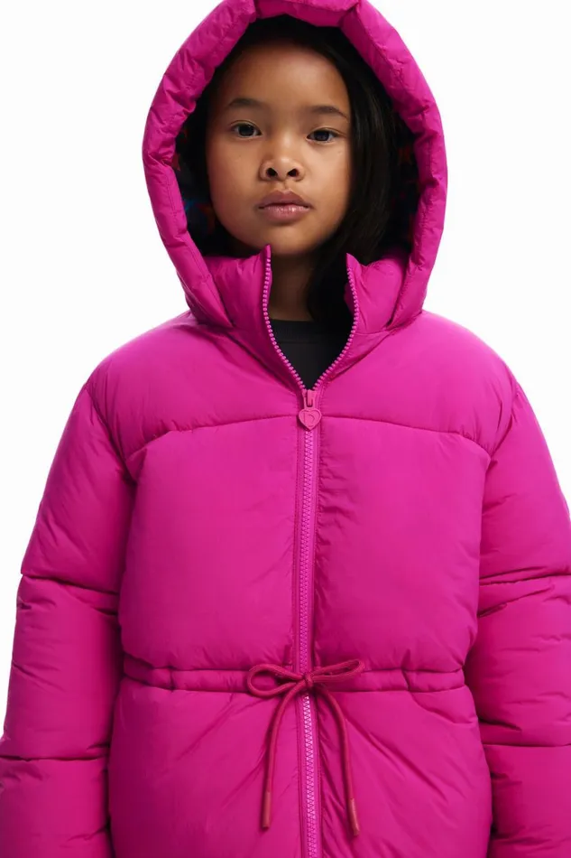 Coats And Jackets Kids Desigual Long Coat Large Hood Pockets Red
