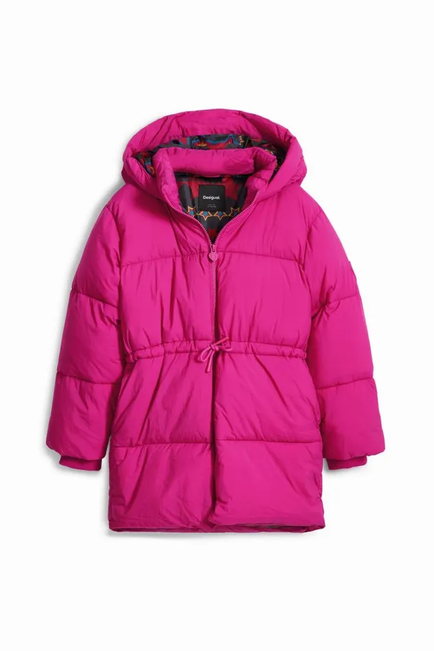 Coats And Jackets Kids Desigual Long Coat Large Hood Pockets Red