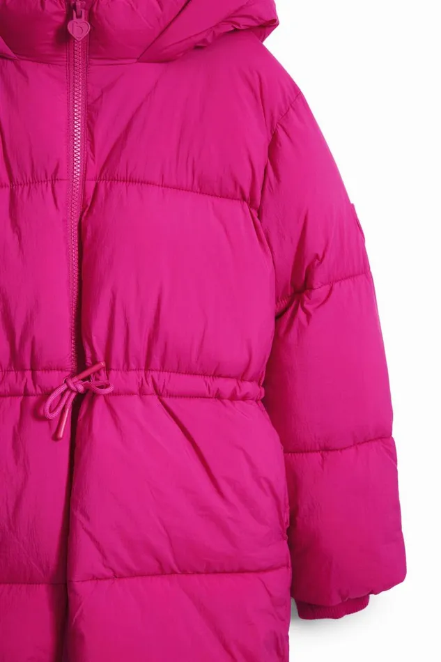 Coats And Jackets Kids Desigual Long Coat Large Hood Pockets Red