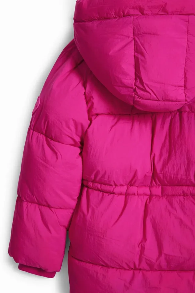 Coats And Jackets Kids Desigual Long Coat Large Hood Pockets Red