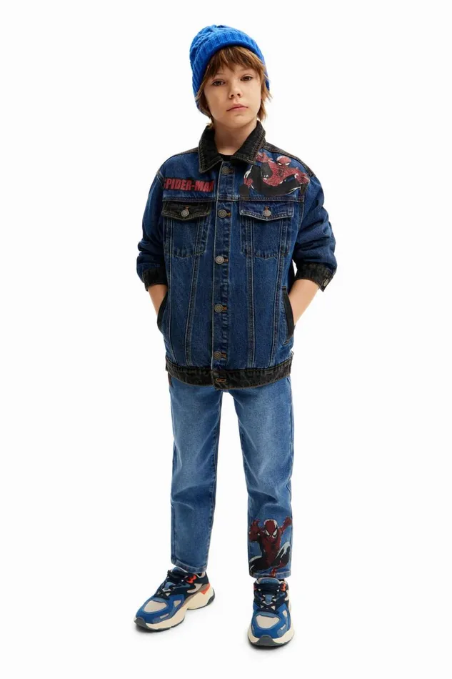 Coats And Jackets Kids Desigual Spiderman Trucker Denim Jacket Blue