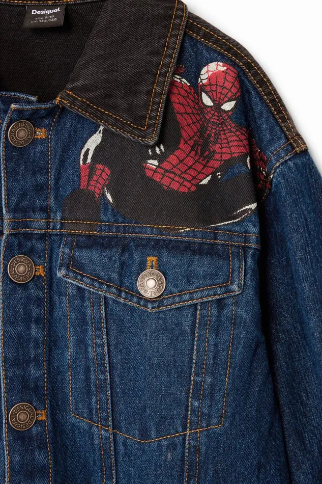 Coats And Jackets Kids Desigual Spiderman Trucker Denim Jacket Blue