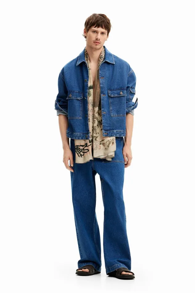 Coats And Jackets Men Desigual Denim Jacket With Pockets Blue