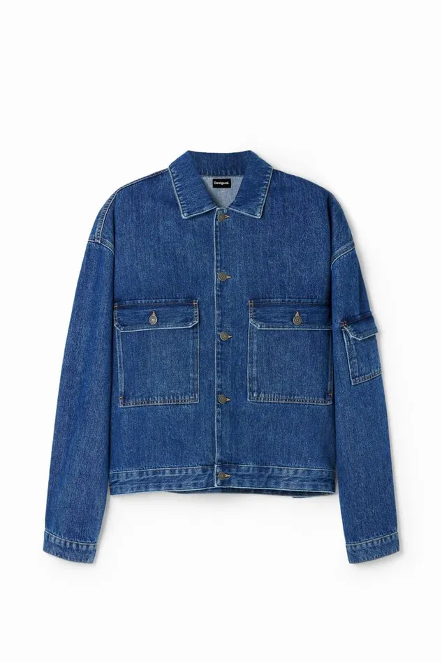 Coats And Jackets Men Desigual Denim Jacket With Pockets Blue