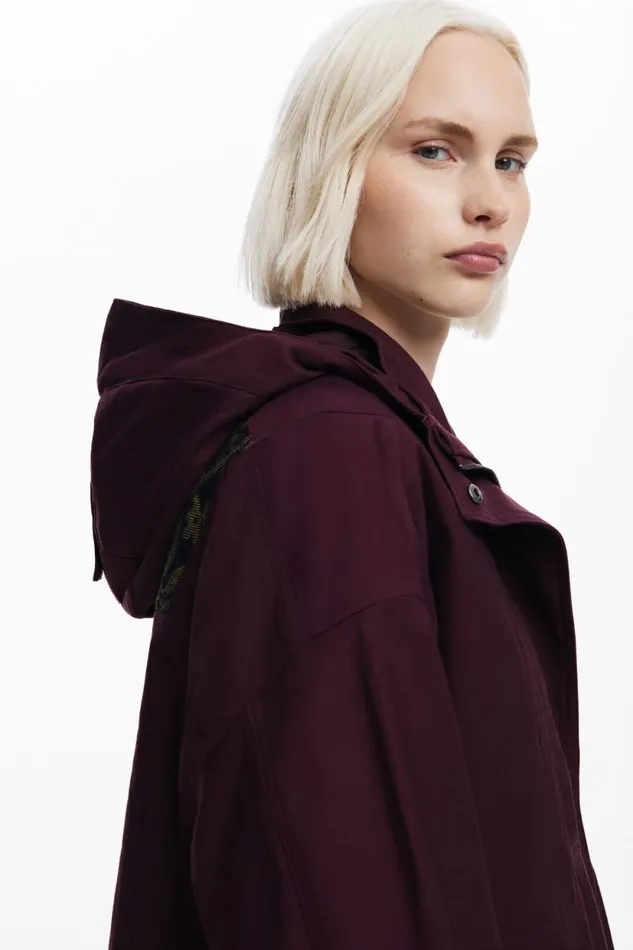 Coats And Jackets Women Desigual Long Jacket With Patches Red